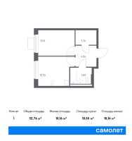 Планировка 1-комнатной квартиры в Подольские Кварталы