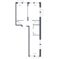 Планировка 2-комнатной квартиры в Строгино
