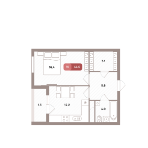 Планировка 1-комнатной квартиры в Проспект 39
