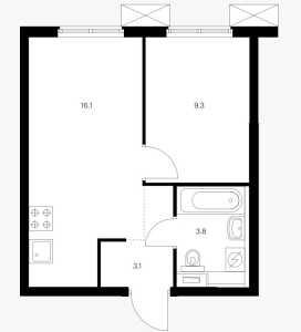 Планировка 2-комнатной квартиры в Яуза парк (ПИК)