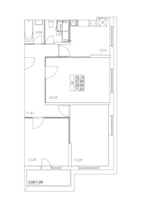 Планировка 3-комнатной квартиры в Мир Митино