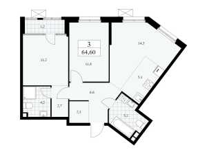 Планировка 3-комнатной квартиры в Дом на Зорге