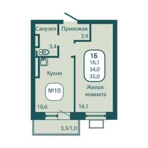 Планировка 1-комнатной квартиры в Андреевка Life