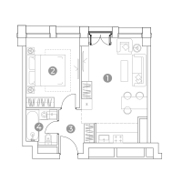 Планировка 1-комнатной квартиры в Emotion
