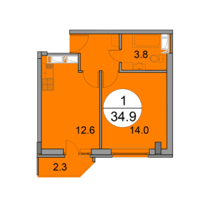 Планировка 1-комнатной квартиры в Купавна 2018