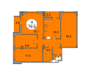 Планировка 4-комнатной квартиры в Купавна 2018 - тип 1