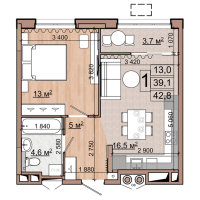 Планировка 1-комнатной квартиры в Гранд Комфорт
