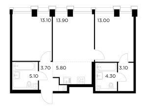 Планировка 3-комнатной квартиры в Injoy