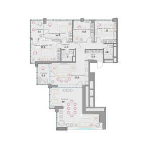 Планировка 4-комнатной квартиры в Very на Миклухо-Маклая - тип 1
