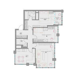 Планировка 3-комнатной квартиры в Very на Миклухо-Маклая