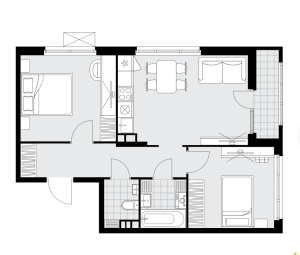 Планировка 3-комнатной квартиры в Деснаречье
