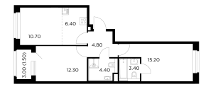 Планировка 3-комнатной квартиры в Белый Grad
