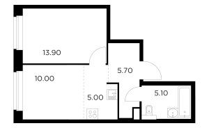 Планировка 2-комнатной квартиры в Белый Grad