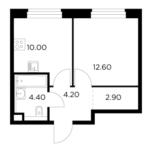Планировка 1-комнатной квартиры в Белый Grad