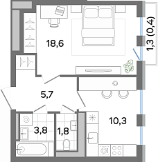 Планировка 1-комнатной квартиры в G3 Театральный