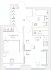 Планировка 1-комнатной квартиры в Детали