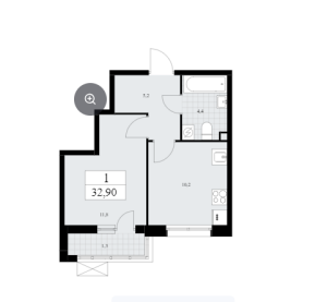 Планировка 1-комнатной квартиры в Родные кварталы