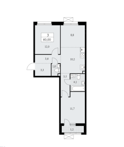 Планировка 3-комнатной квартиры в Родные кварталы