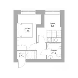 Планировка 1-комнатной квартиры в Дом+
