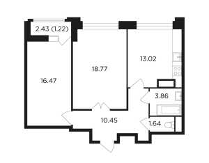 Планировка 2-комнатной квартиры в Vavilove