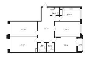 Планировка 4-комнатной квартиры в Vavilove - тип 1