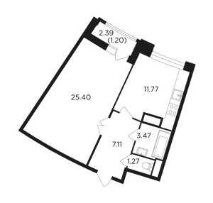 Планировка 1-комнатной квартиры в Vavilove
