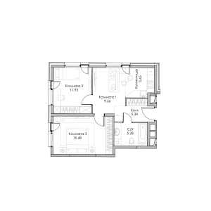 Планировка 2-комнатной квартиры в Evopark Измайлово