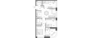 Планировка 3-комнатной квартиры в Artel