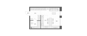 Планировка 1-комнатной квартиры в Artel