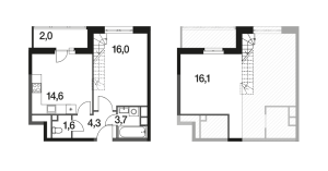 Планировка 2-комнатной квартиры в Поколение - тип 1