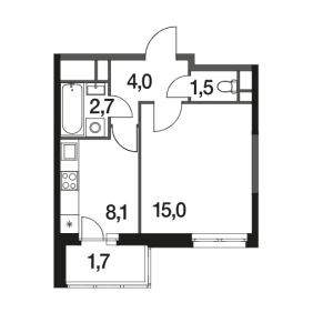 Планировка 1-комнатной квартиры в Поколение