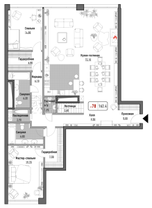 Планировка 3-комнатной квартиры в Реномэ