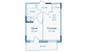 Планировка 1-комнатной квартиры в Коптево Park - тип 1