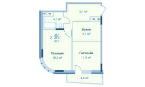 Планировка 2-комнатной квартиры в Коптево Park