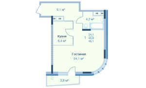 Планировка однокомнатной квартиры в Коптево Park