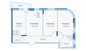 Планировка 3-комнатной квартиры в Коптево Park