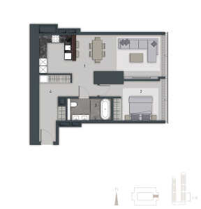 Планировка 2-комнатной квартиры в Neva Towers