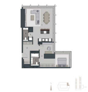 Планировка двухкомнатной квартиры в Neva Towers