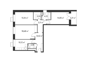 Планировка 3-комнатной квартиры в Счастье на Сходненской