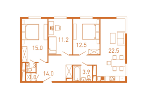 Планировка 3-комнатной квартиры в Сердце Одинцово