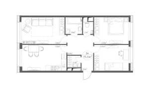 Планировка 3-комнатной квартиры в Эко Видное 2.0