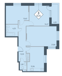 Планировка 3-комнатной квартиры в Прайм Тайм