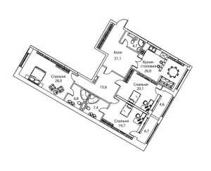 Планировка 3-комнатной квартиры в Жизнь на Плющихе