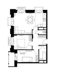 Планировка 3-комнатной квартиры в Лайково - тип 1