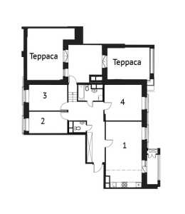Планировка 4-комнатной квартиры в Лайково - тип 2