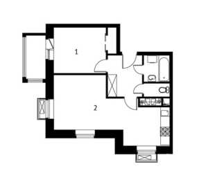 Планировка 2-комнатной квартиры в Лайково - тип 1