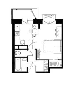 Планировка 1-комнатной квартиры в Лайково - тип 1