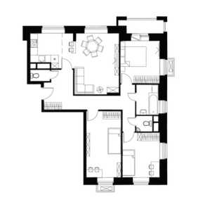 Планировка 4-комнатной квартиры в Лайково - тип 3