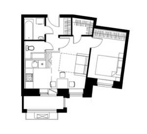 Планировка 3-комнатной квартиры в Лайково