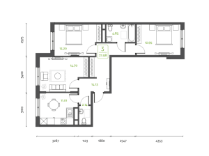 Планировка 3-комнатной квартиры в Гринада